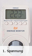 Energiekostenmessgerät mit Anzeige der Spannung